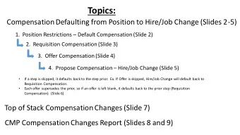Topics:  Compensation Defaulting from Position to Hire/Job Change (Slides 2-5) 1.  Position