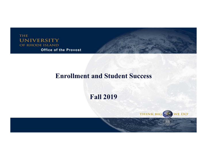 enrollment and student success fall 2019