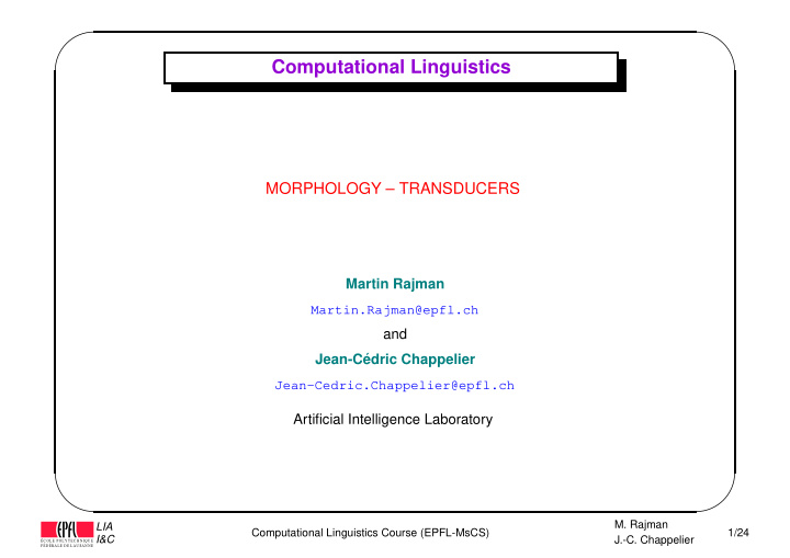 computational linguistics morphology transducers martin