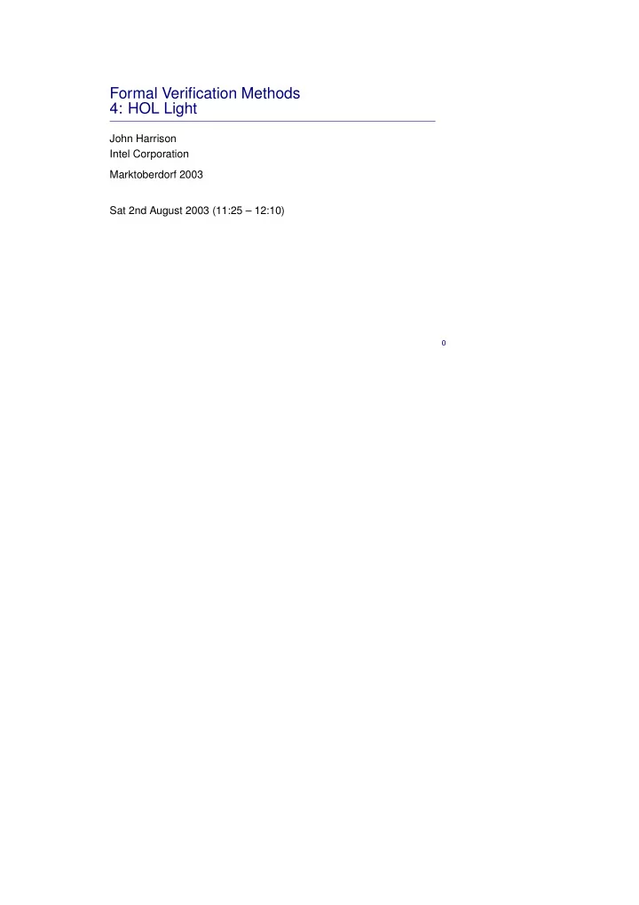 formal verification methods 4 hol light
