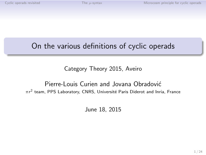 on the various definitions of cyclic operads