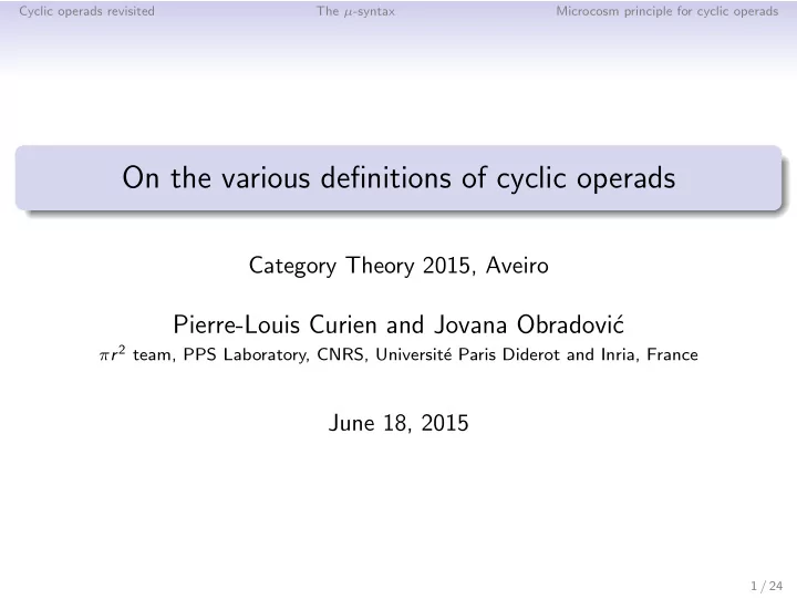 on the various definitions of cyclic operads