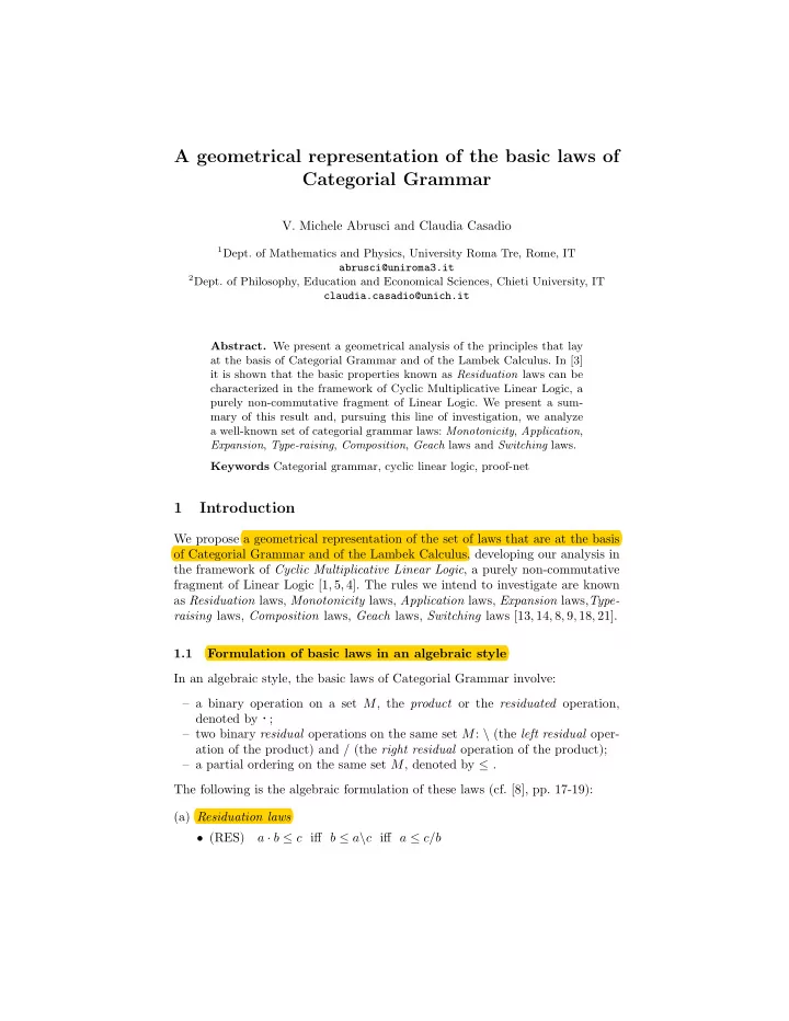 a geometrical representation of the basic laws of