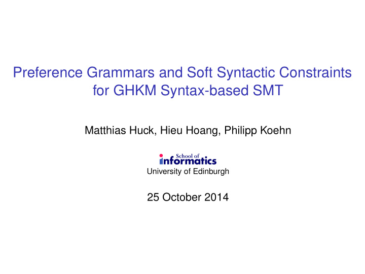 preference grammars and soft syntactic constraints for