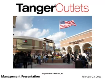 Management Presentation  February 22, 2011  Disclaimer  This presentation includes time-sensitive