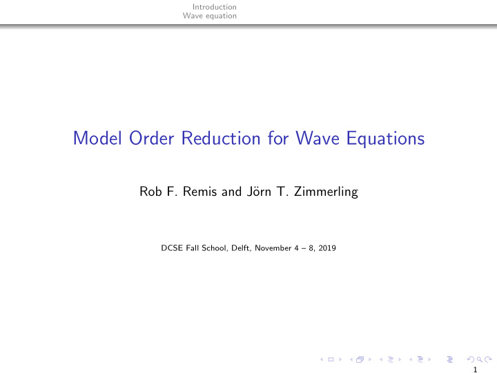 model order reduction for wave equations