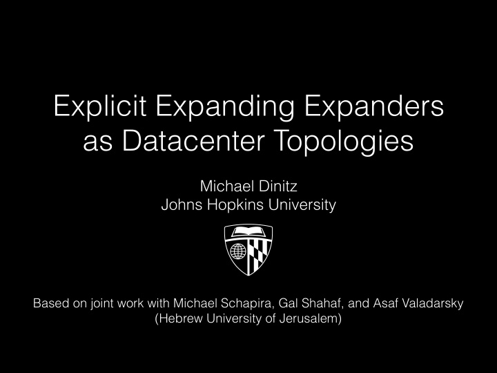 explicit expanding expanders as datacenter topologies