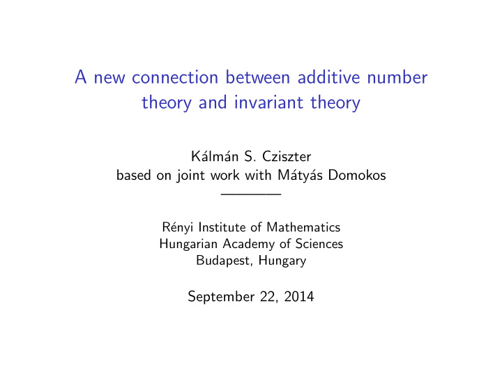 a new connection between additive number theory and