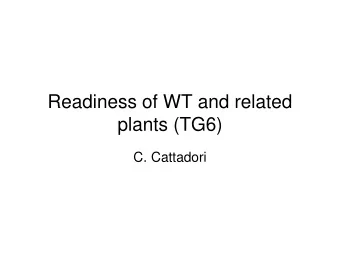 Readiness of WT and related  plants (TG6)  C. Cattadori  Situation of Water drain  3 Tests of