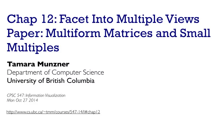 chap 12 facet into multiple views paper multiform