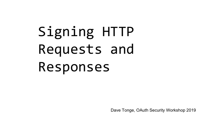 signing http requests and responses
