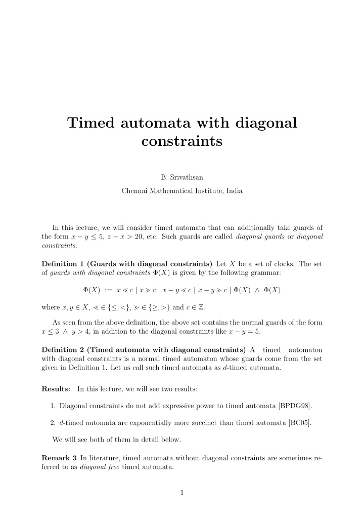 timed automata with diagonal constraints