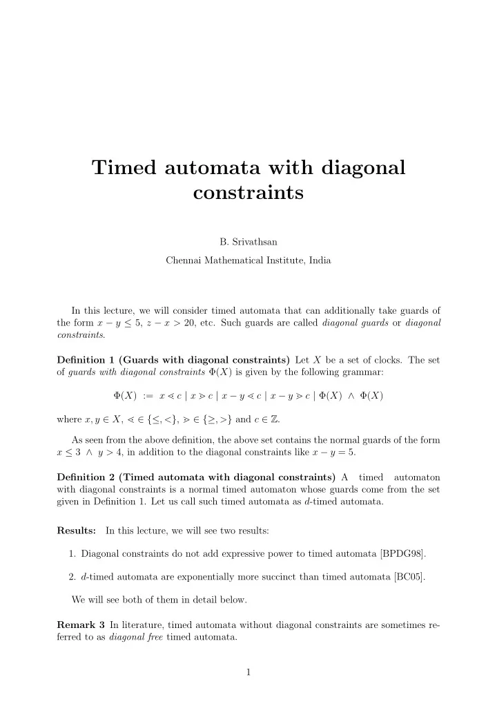 timed automata with diagonal constraints