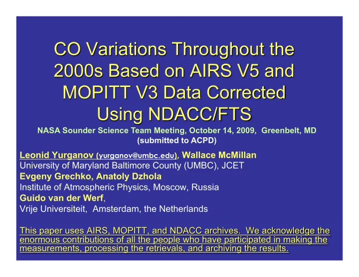 nasa sounder science team meeting october 14 2009