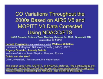 NASA Sounder Science Team Meeting, October 14, 2009,  Greenbelt, MD  (submitted to ACPD)