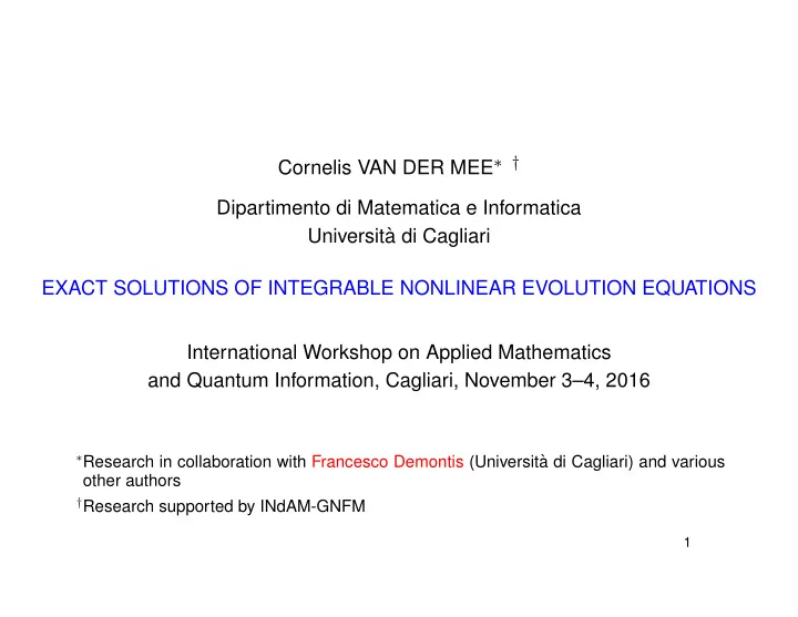 dipartimento di matematica e informatica universit a di