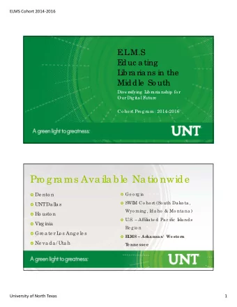 Pro g ra ms Ava ila b le  Na tio nwide  Ge o rg ia  De nto n  SWI  M Co ho rt (So uth Da