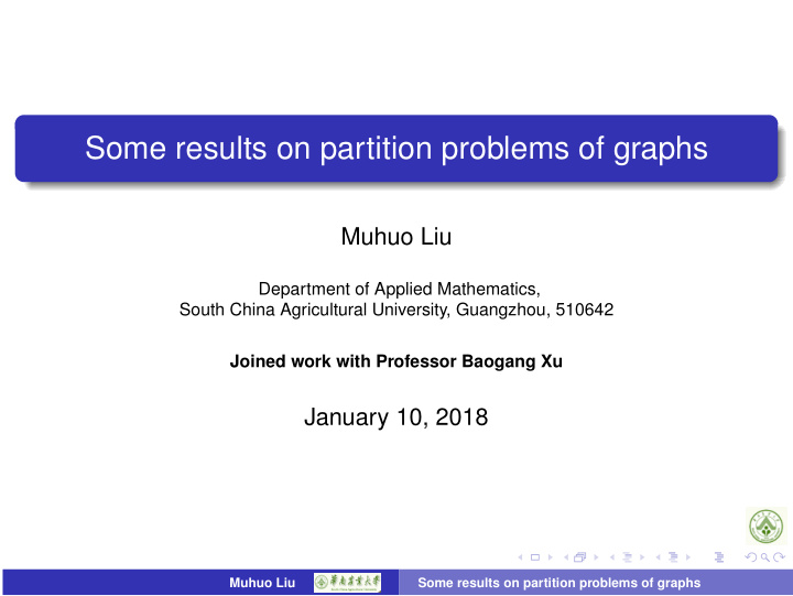 some results on partition problems of graphs