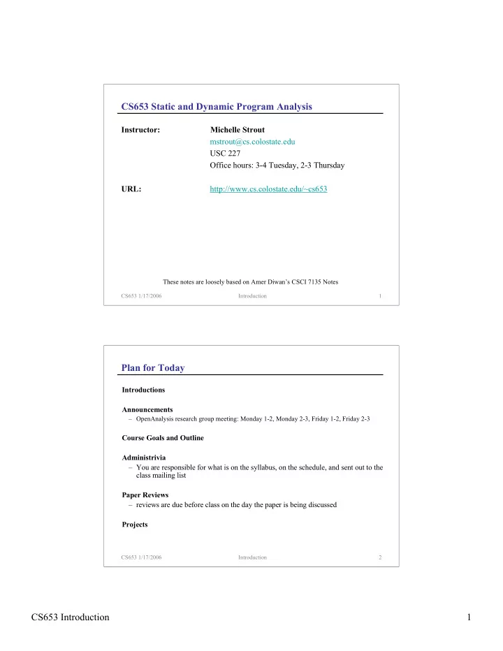 cs653 static and dynamic program analysis