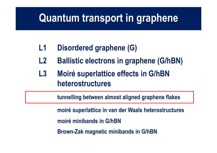 quantum transport in graphene