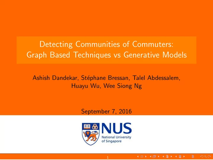detecting communities of commuters graph based techniques