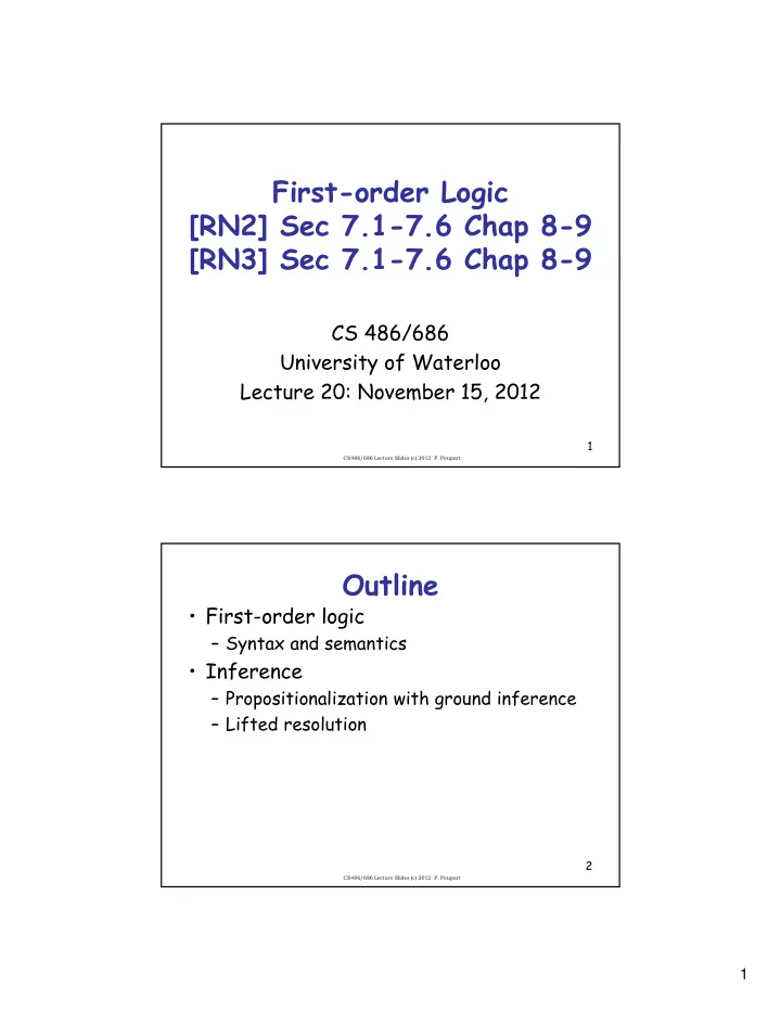 first order logic rn2 sec 7 1 7 6 chap 8 9 rn3 sec 7 1 7