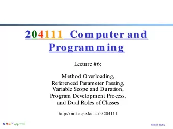 20  04  4111  111 Com puter and  Com puter and  2  Program m ing  Program m ing  Lecture #6:  M