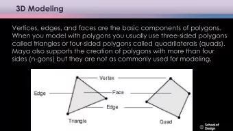 3D Modeling  Vertices, edges, and faces are the basic components of polygons.  When you model with