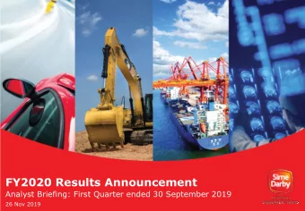 FY2020 Results Announcement  Analyst Briefing: First Quarter ended 30 September 2019  26 Nov 2019