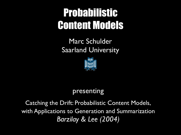 probabilistic content models