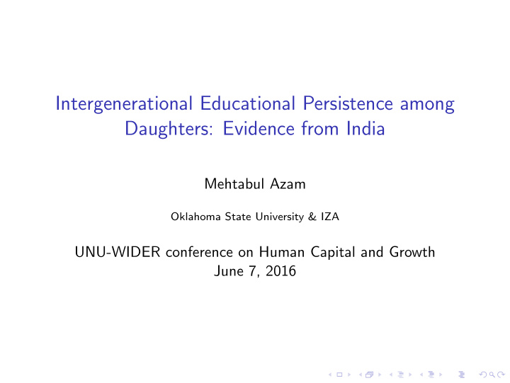 intergenerational educational persistence among daughters