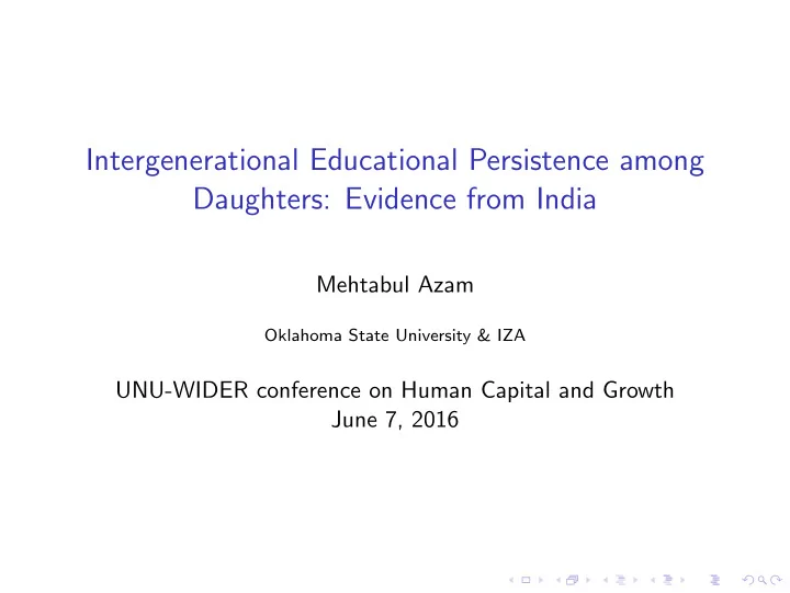 intergenerational educational persistence among daughters
