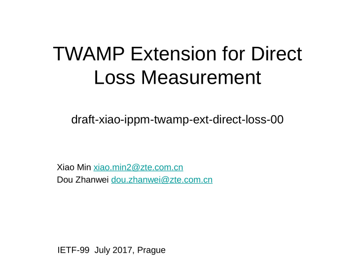 twamp extension for direct loss measurement