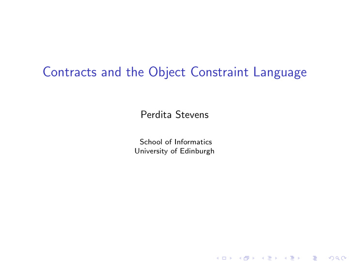 contracts and the object constraint language