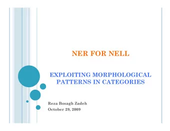 NER FOR NELL  EXPLOITING MORPHOLOGICAL  PATTERNS IN CATEGORIES  Reza Bosagh Zadeh  October 29, 2009