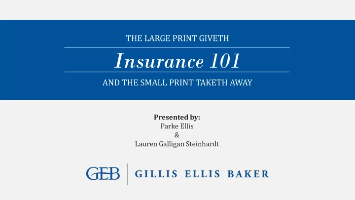 insurance 101