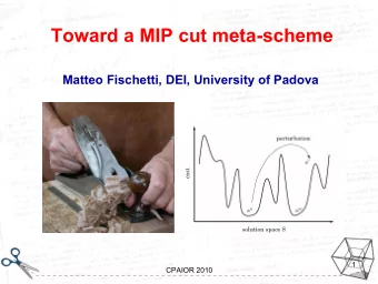 Toward a MIP cut meta-scheme  Matteo Fischetti, DEI, University of Padova  1  CPAIOR 2010  Looking
