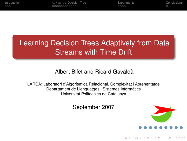 learning decision trees adaptively from data streams with