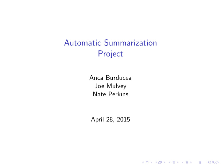 automatic summarization project
