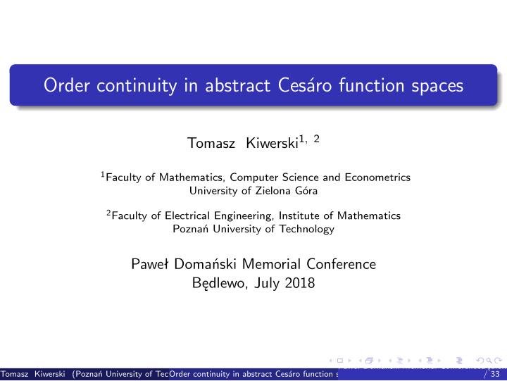 order continuity in abstract ces aro function spaces