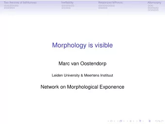 Morphology is visible  Marc van Oostendorp  Leiden University &amp; Meertens Instituut  Network on