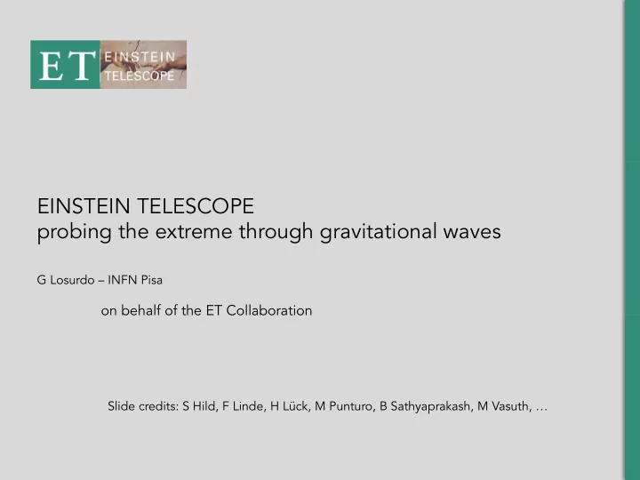 einstein telescope probing the extreme through