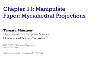 Chapter 11: Manipulate  Paper: Myriahedral Projections  Tamara Munzner  Department of Computer