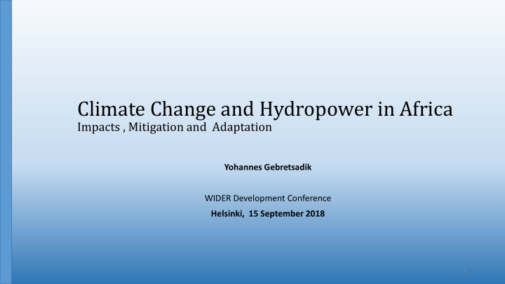climate change and hydropower in africa