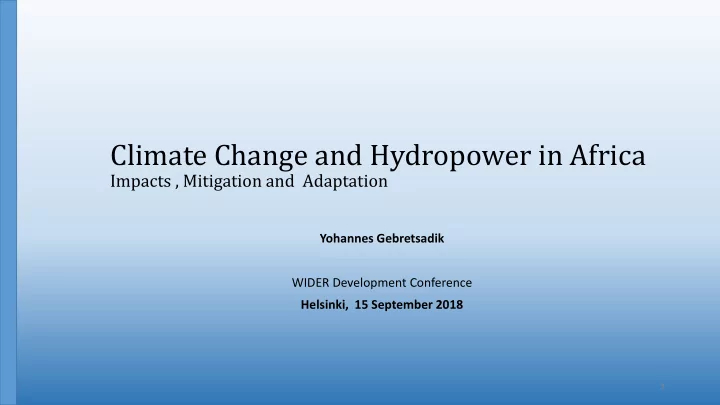 climate change and hydropower in africa