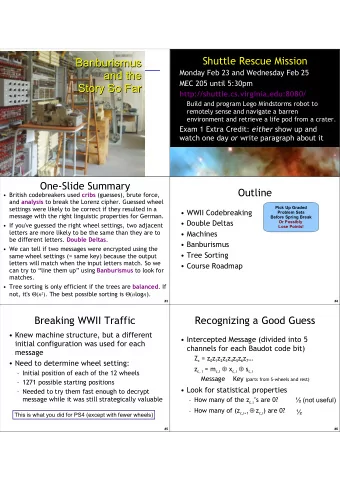 Banburismus  Banburismus   Monday Feb 23 and Wednesday Feb 25  Monday Feb 23 and Wednesday Feb