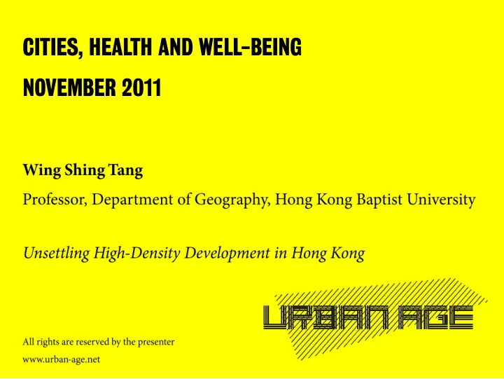 cities health and well being