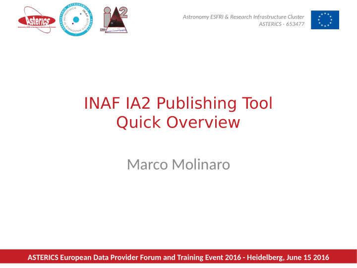 inaf ia2 publishing t ool quick overview marco molinaro