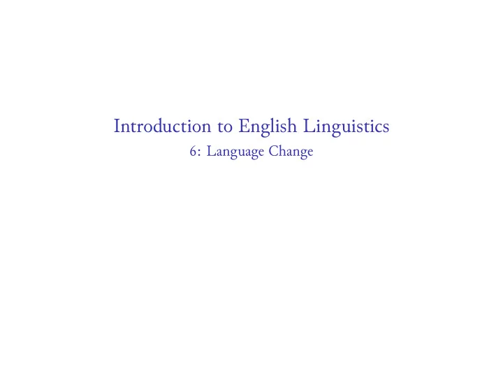 introduction to english linguistics