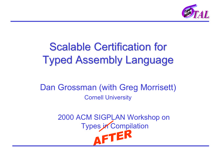 scalable certification for scalable certification for